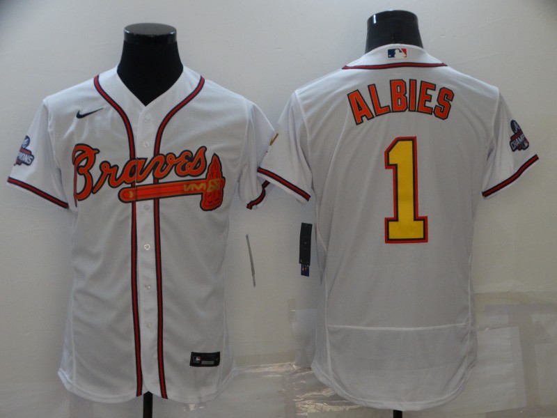 2021 Men Atlanta Braves 1 Albies white game MLB Jersey